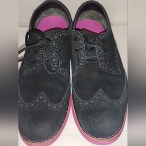 Cole Haan Lunargrand Women's Blue Suede Wingtip Pink Soles Shoes Size 8 D38899